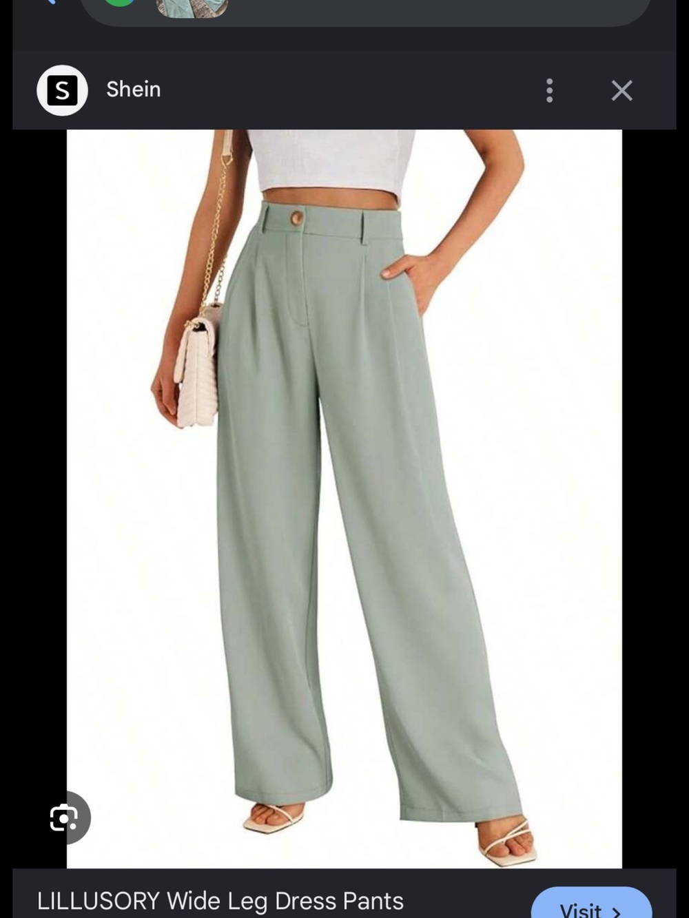 SHEIN Light Sage High-Waist Wide Leg Trousers